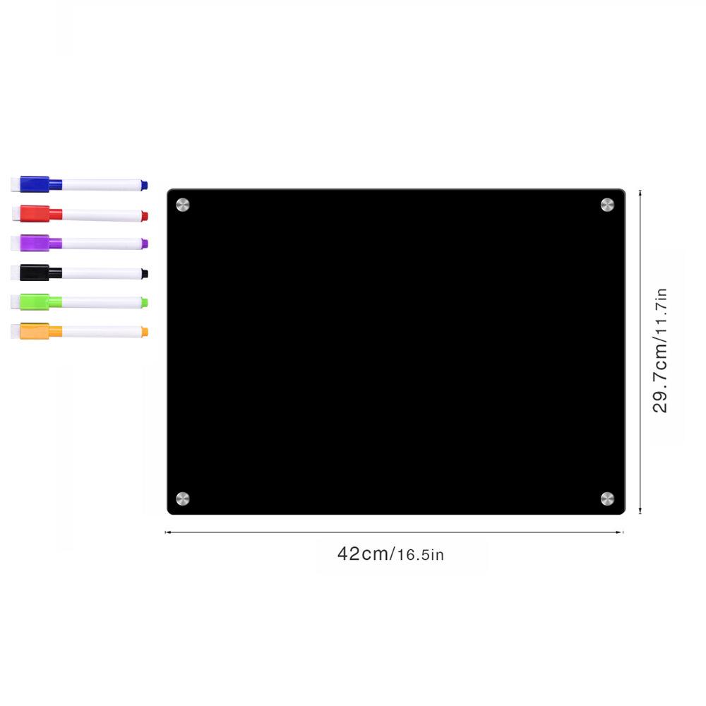 TYU350 3D Black Magnetic Acrylic Weekly Planner Erasable Notepad for Refrigerator