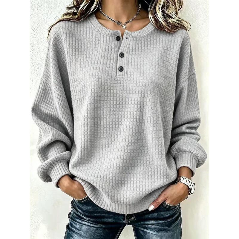 Plaid Casual Loose Round Neck Button Women's Clothing - Autumn/Winter 2026