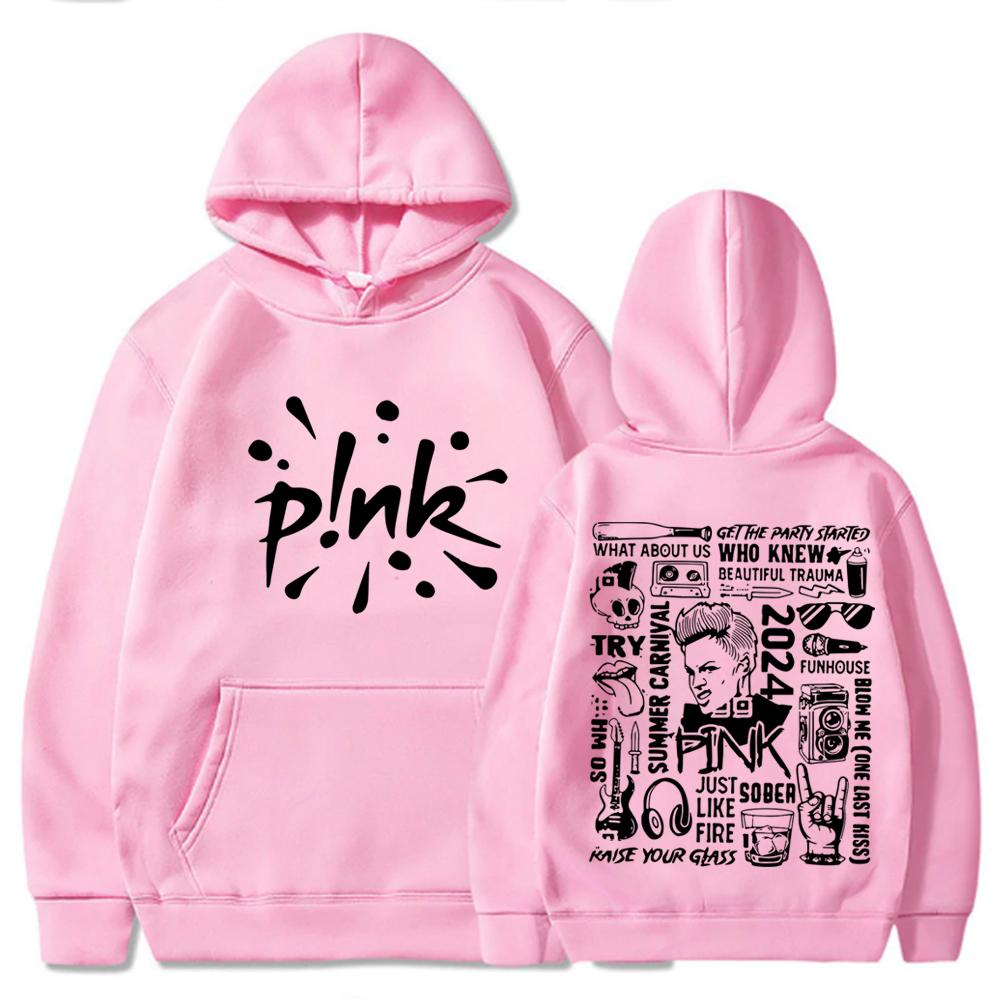 Pink Singer Tour 2024 Hot Hoodies Hiphop Rapper P!nk SUMMER CARNIVAL Sweatshirts Shirt