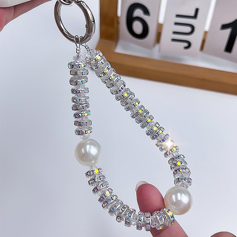 Vkládaná perla Šňůrka na mobil proti ztrátě Šňůrka na mobil Ručně vyrobená DIY Přívěsek na tašku na fotoaparát CCD Dekorace