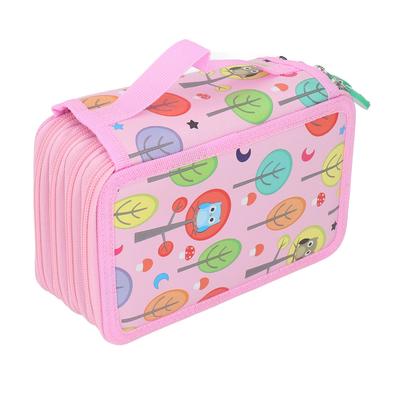 Zipper Closure Colored Pencil Case Foldable 4 Layers Pencil Holder 72 Holes Oxford Cloth Large Capacity Pencil Case Art Beginner