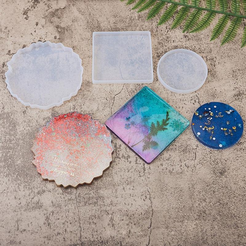 3Shapes Handmade Round Square Coaster Resin Mold Tea Mat Tray Coaster Epoxy Resin Silicone Casting Molds Art Craft Tool