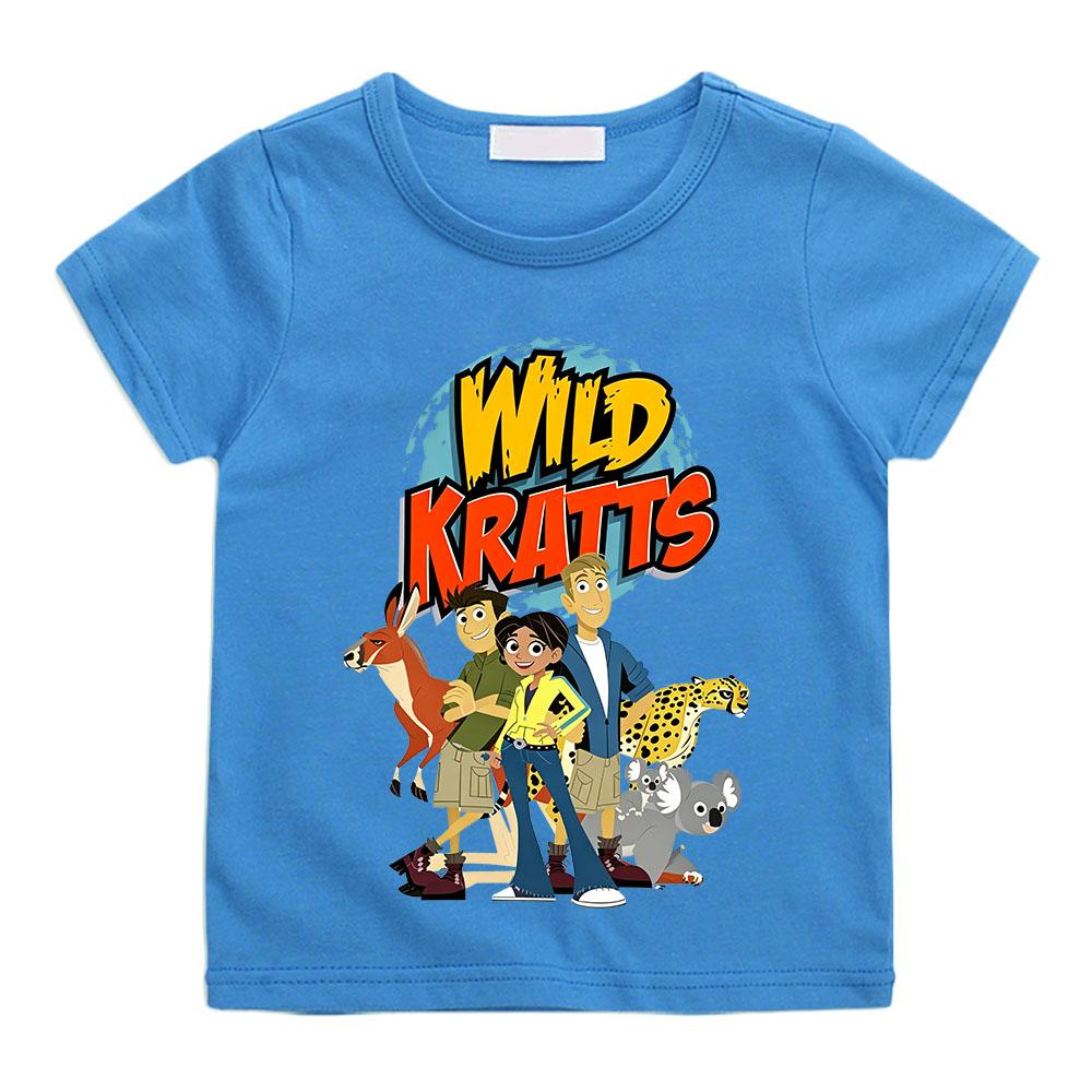 Wild Kratts T-shirt Bambino 100% Cotone Stampa Cartoni Animati T-shirt 2-12A Carine Ragazze Freschi Ragazzi Manica Corta Bambini Girocollo Top Estate
