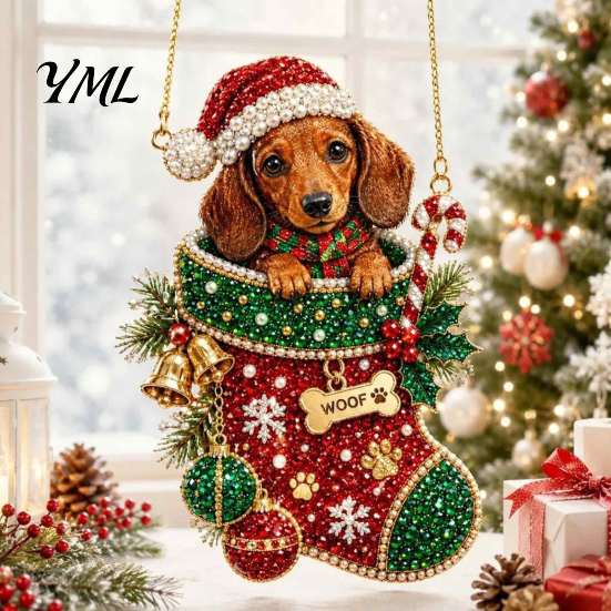 Innovative Holiday Gifts for Relatives Christmas Hanging Diamond Art Ornament, 2D Acrylic Pearl Painting Ornaments Tree Pattern Suncatcher,