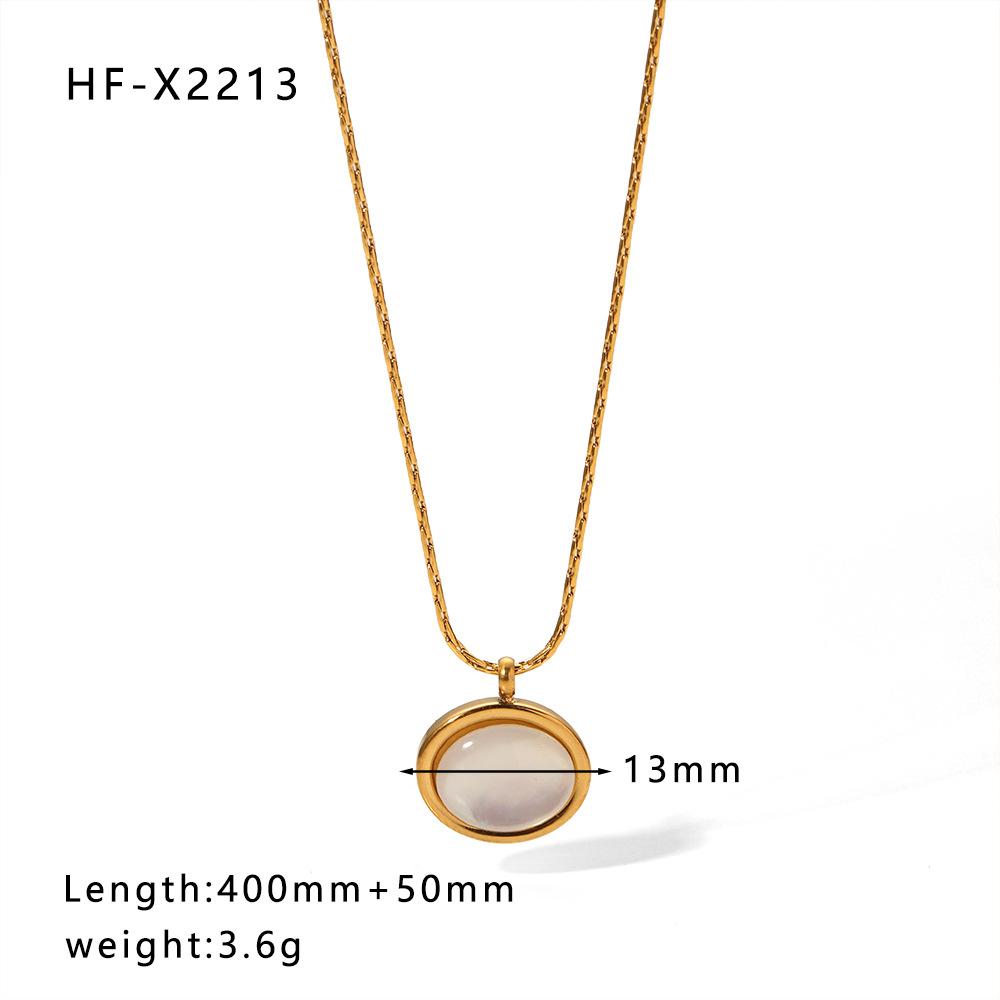 Stainless Steel Cat Eye Pendant Necklace For Women Gold Color Link Chain Neck Accessory
