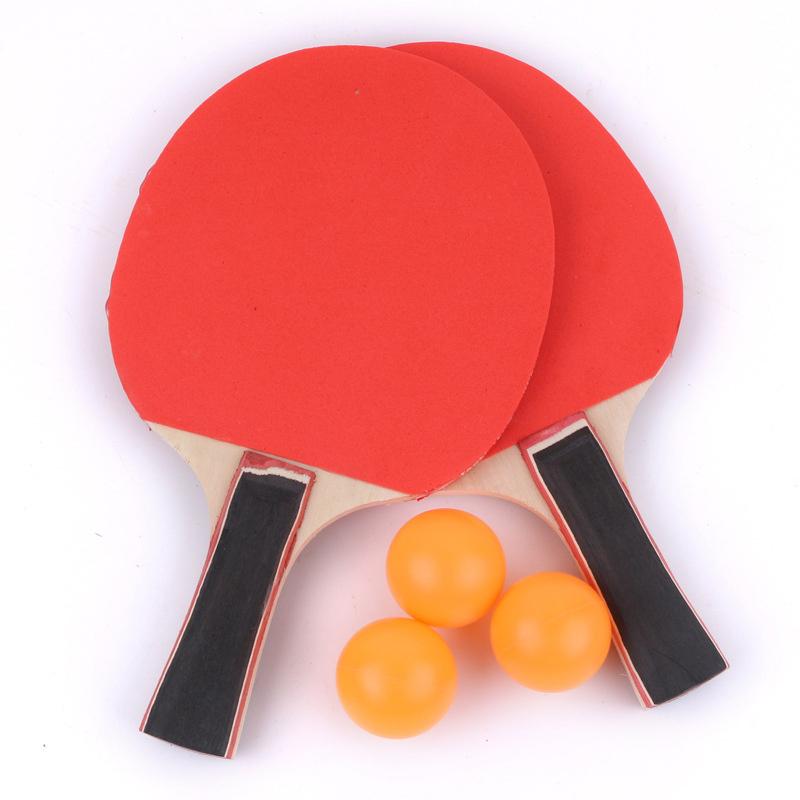 Table Tennis Racket Set Two Rackets Three Balls Double Sided Reverse Rubber Straight Racket