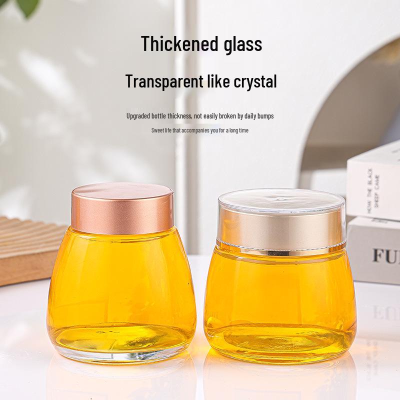 Transparent Round Honey Dispensing Glass Bottle