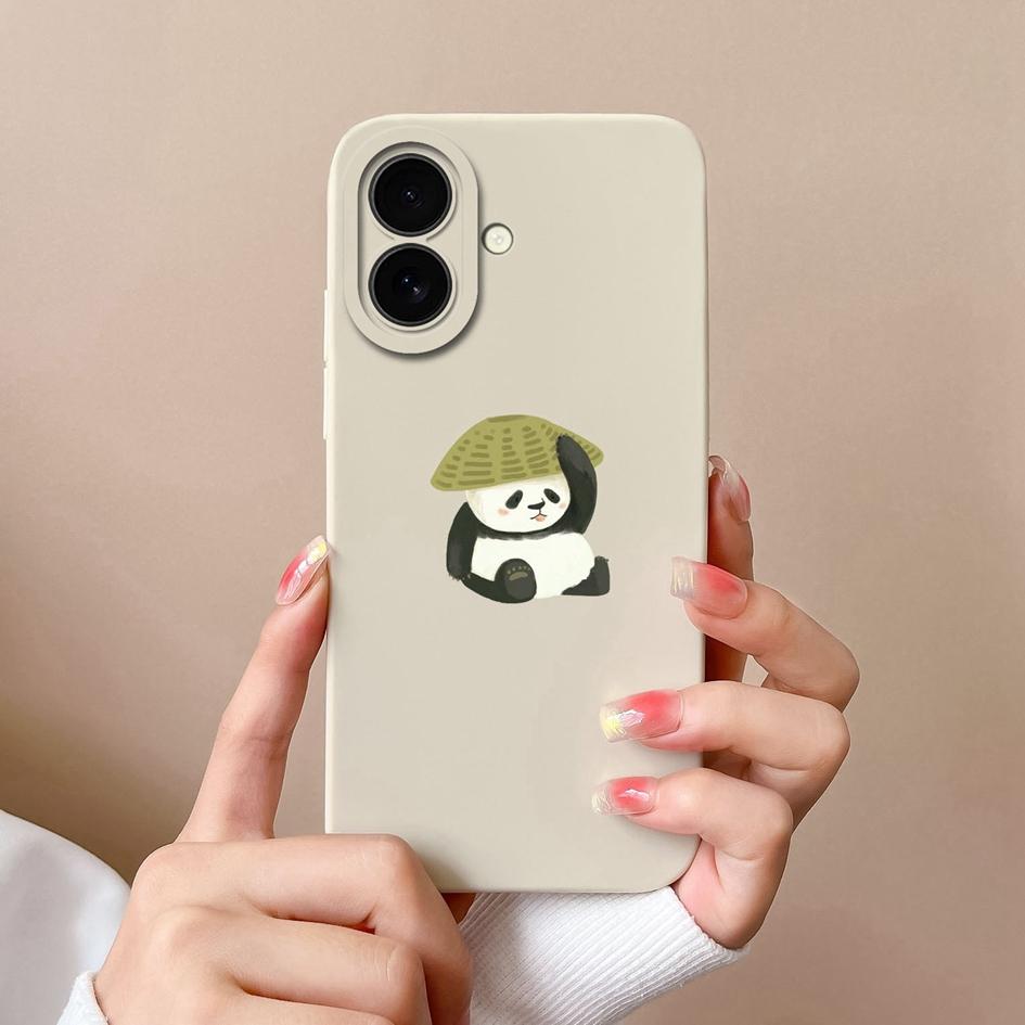 Cases For Apple iPhone 16 Pro Max 16plus Lovely Bear Cartoon Pattern Soft Liquid Silicone Painted Anti Drop Camera Protection Housing For iPhone Capas