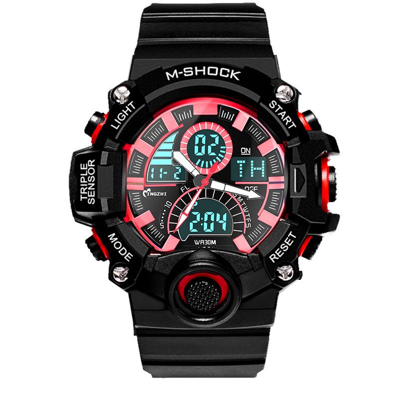 Men's Waterproof Dual Display Sports Watch with Shockproof Multifunctional Quartz