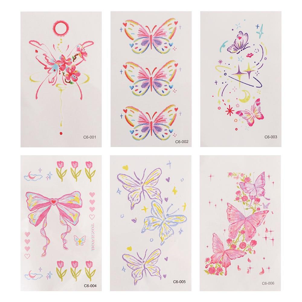 Butterfly Temporary Tattoo Stickers Cloud Makeup Tattoo Decals Long-lasting Body Art Sticker  Legs