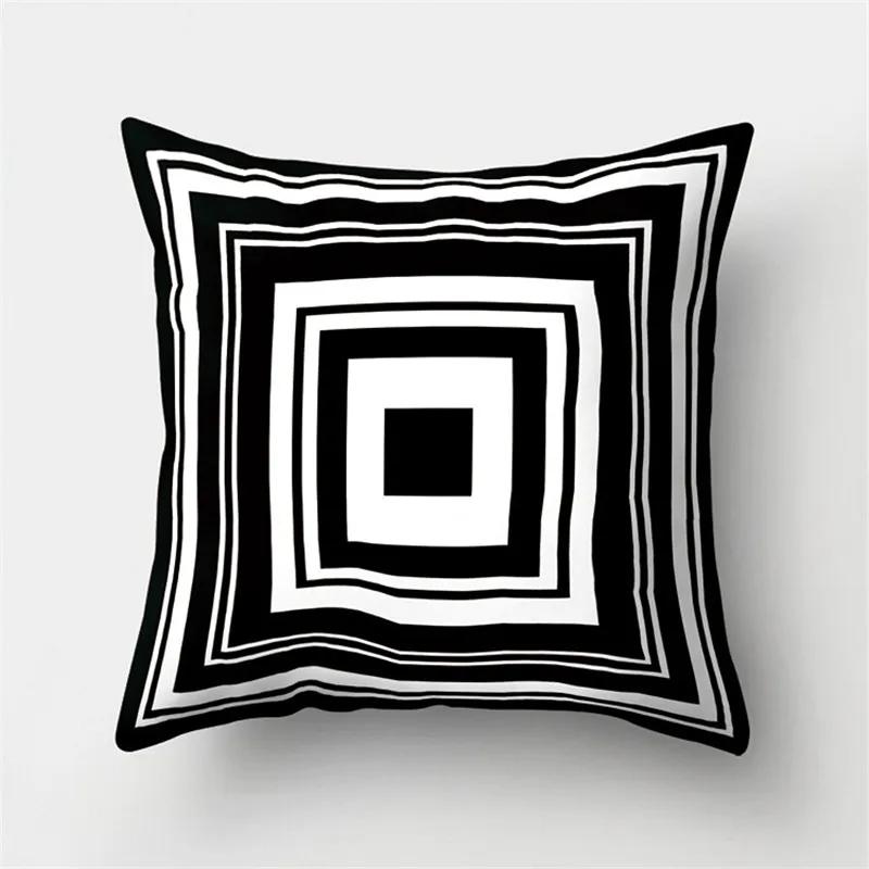 White Black Geometric Cushion Cover x Pillowcase Sofa Decor Polyester Home