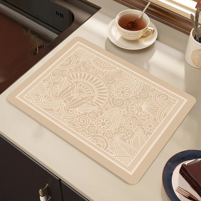 Kitchen Drain Mat Countertop Diatom Mud Absorbent Mat Dishes Water Control Mat Coffee Mat Desktop Insulation Tea Mat