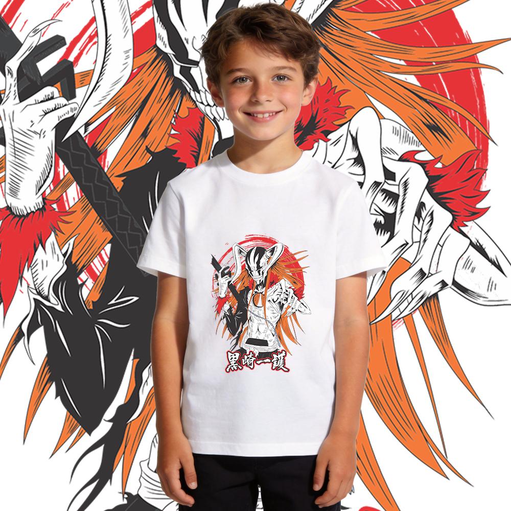 Boys Girls Bleach Hollow Anime Print Cotton T Shirt Kids Casual Short Sleeve Summer Top Soft Breathable