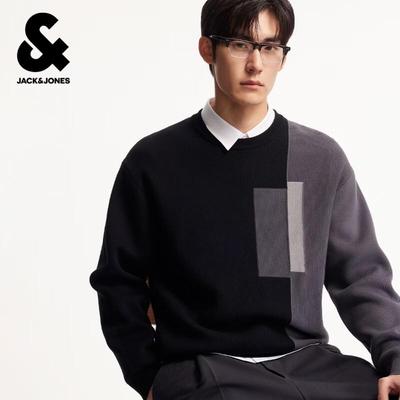 Jack & Jones Men's Color Block Round Neck Sweater