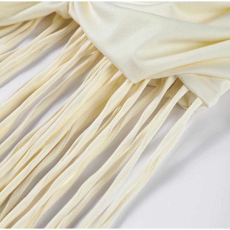 Hollow Out See-through Long Dress Women Holiday Tassels High Waist Sleeveless Strap Dresses Female Backless Evening Club  Robe