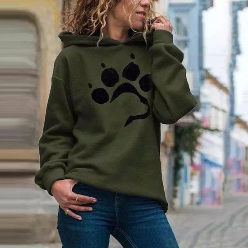 Bear Claw Print Long Sleeve Hoodie Bear Claw Print Long Sleeves Women's Hoodie