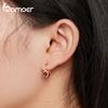 BAMOER 925 Sterling Silver Love & Bond klipsy do uszu różowe złoto czerwone serce klamry do uszu dla kobiet urodziny Fine Jewelry