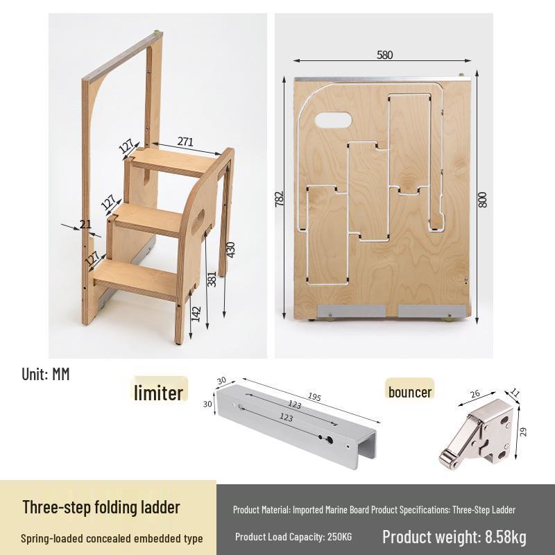 Multifunctional Two-Step Folding Ladder & Children's Step Stool with Storage