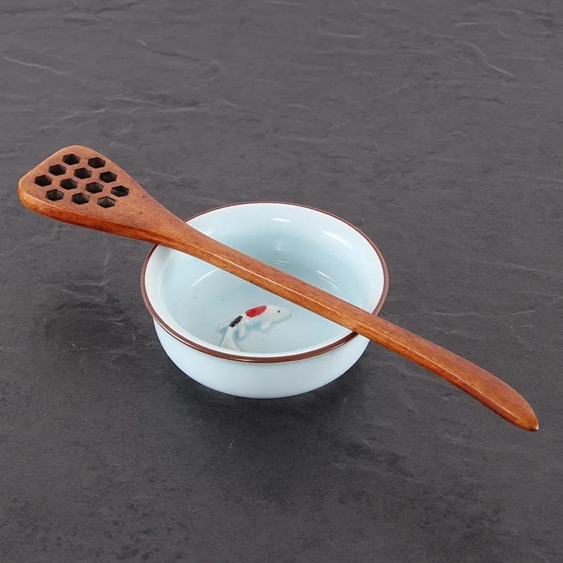 Wooden Honey Coffee Spoon Long Mixing Bee Tools Stirrer Muddler Stirring Stick Dipper Wood Carving Spoons YLE009