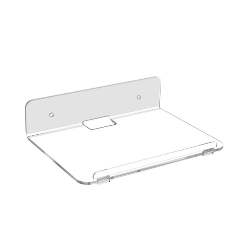 2 Pack Clear Floating Shelf Invisible Wall Mounted Stand with Cord Hole Small Display Holder for Speaker Action Figures