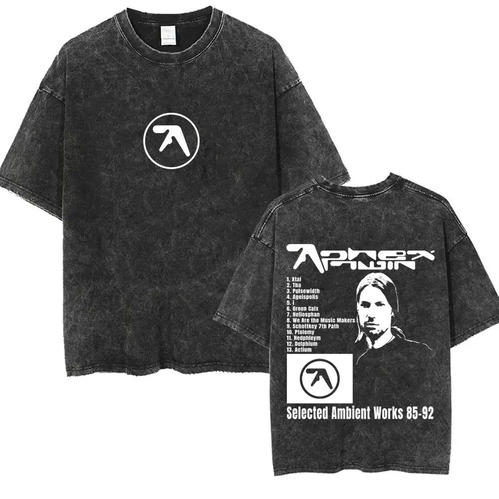 2026 Y2k T-Shirt Herrenbekleidung Neu im Top & T-Shirts Unisex-T-Shirt Gewaschen Vintage Aphex Twin Selected Ambient Works Buchstabendruck