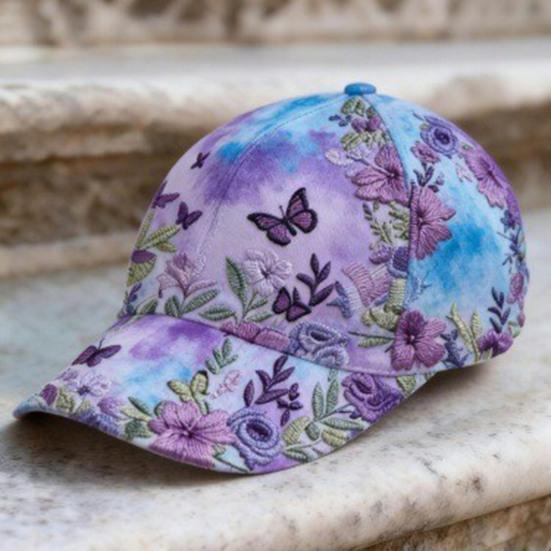 Baseball Hat Embroidery Flower Pattern 3D Printing Retro Sun Protection Summer Cap Hiking Outings Traveling
