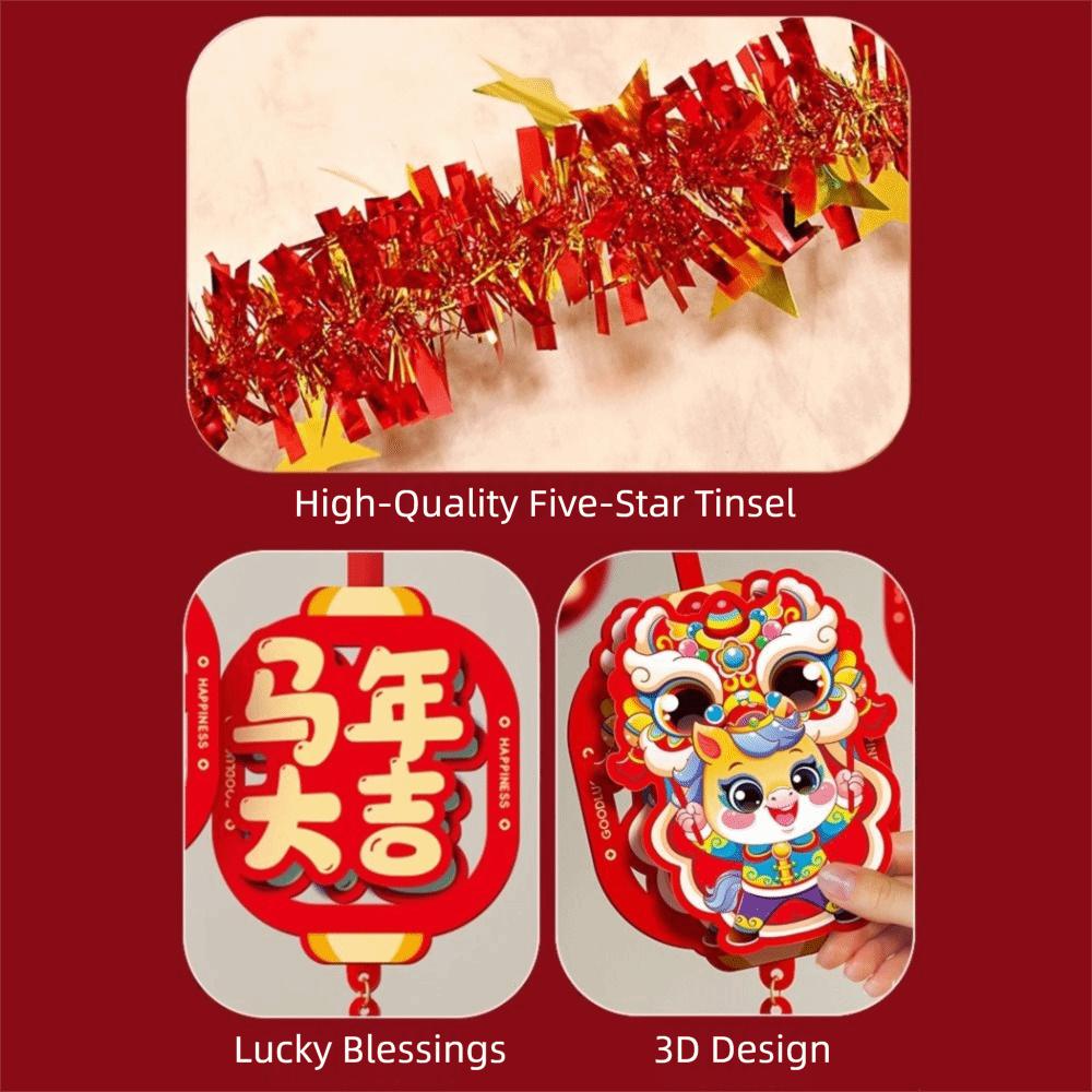 Red Color Spring Festival Hanging Garland 3D Design New Year Ornament  Chinese New Year