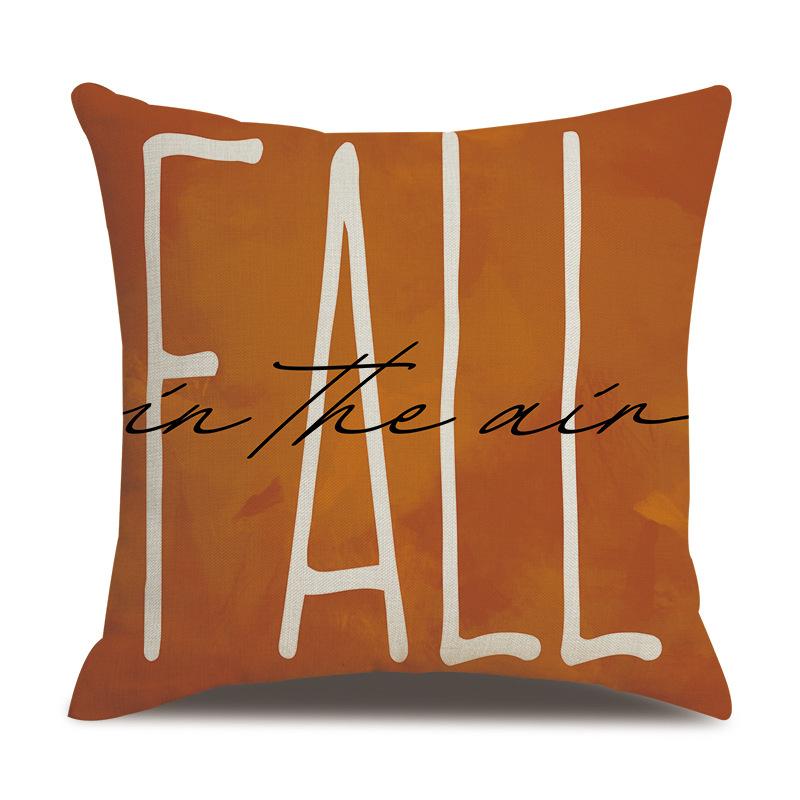 Thanksgiving Linen Pillowcase Autumn Pumpkin Print Pillow Cushion Cover