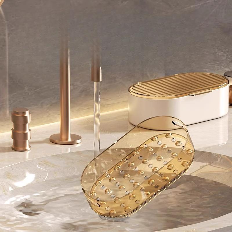 Cutie de săpun de blat de lux ușoară Creativă cu capac Cutie de scurgere Cutie portabilă de săpun de depozitare pentru baie pentru uz casnic