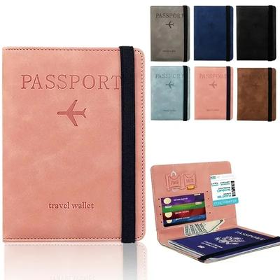 Women Men RFID Vintage Business Passport Covers Holder Multi-Function ID Bank Card PU Leather Wallet Case Travel Accessories