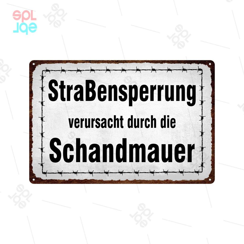 Halt Metall Zeichen Deutsch Achtung Warnschilder Gefahren bereich Warn plakate Vintage Metall Plakette Weißblech Wand dekorative