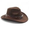 Retro Bull Head Western Cowboy Hat Men And Women, Tibetan Suede Jazz Hat, Big-Brimmed Top Hat