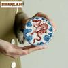 Blue And White Ceramic Lid Holder Creative Dragon Pattern Teacup Holder Elegant Cover Frame Zisha Pot Lid Shelf Teaware Crafts