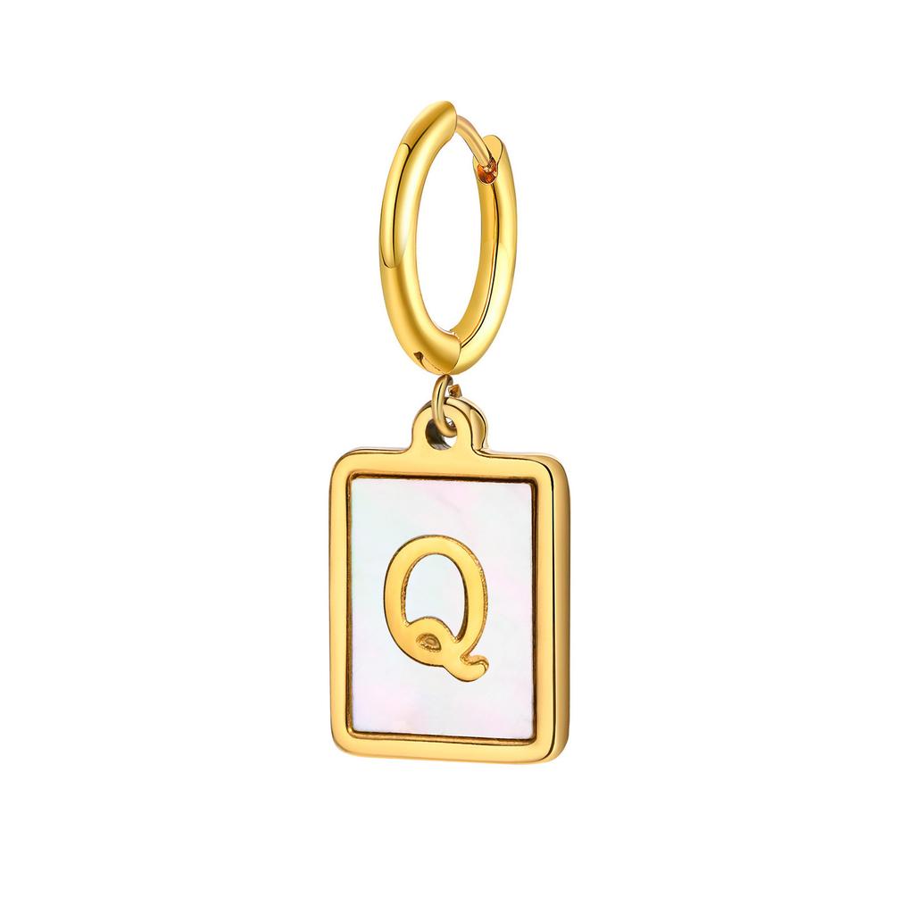26 Letter Earrings Diy Stainless Steel Shell Letter C Earrings Gold Women'S Earrings, Jewelry Ed-637