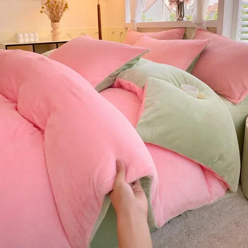 New Solid Color High Gram Heavy Milk Velvet Single Product Duvet Cover Thickened Warm Fleece  Large Size Double Bedding