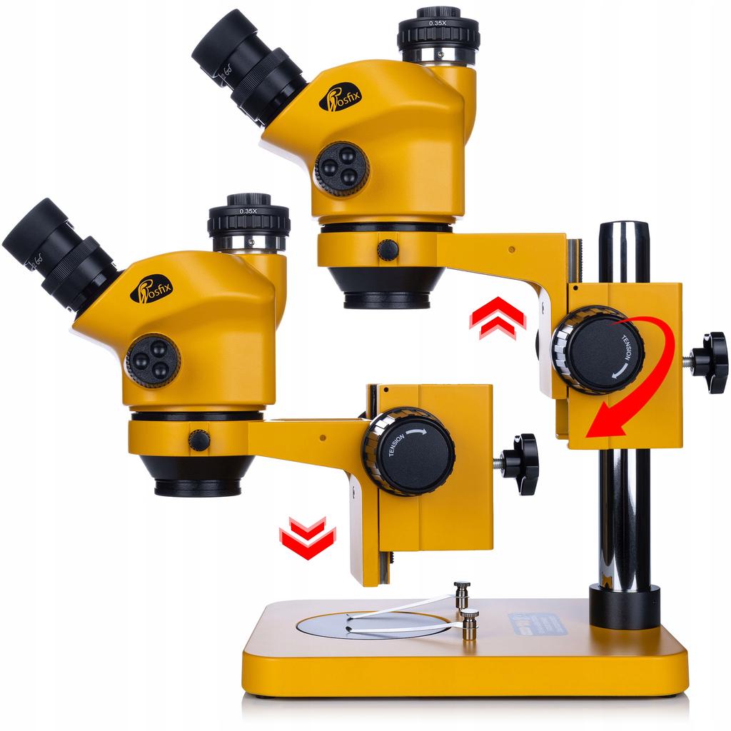 Rosfix Mikroskop Trinokularowy 7–50x Z Kamerą USB 5MP – Optyka Greenough | Odległość Robocza 102 Mm | Zestaw Z Oświetlaczem LED 56x