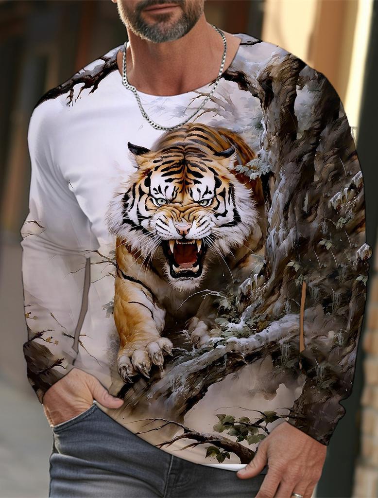 Nuova Felpa Pullover con Stampa Tigre 2024 Autunno Inverno Casual da Uomo a Maniche Lunghe Girocollo Streetwear Harajuku Abbigliamento da Uomo