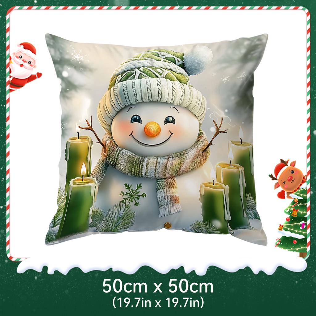Watercolor Christmas Pillowcase Printed Polyester 40/45/50Cm Throw Pillowcover Decorative Sofa Cushion Pillowslip Home Decor