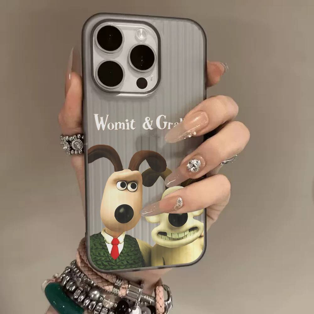 

W-WallaceS Cute G-Gromit Corrugated Pattern Case For IPhone 16E SE4 12 17 16 15 14 13 11 Pro Max Stripe Cover iPhone 14 plus