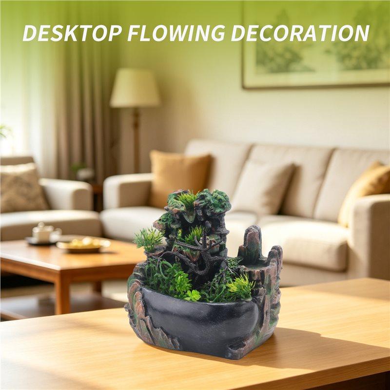 Easy Use EU Plug,Indoor Simulation Resin Rockery Waterscape Feng Shui Water Fountain Home Desktop Decoration Crafts