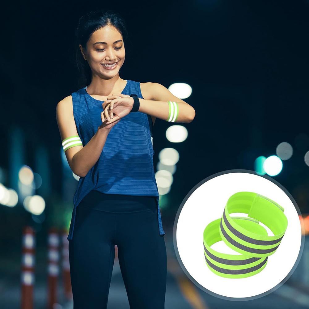 4 Pairs / 8 Pcs Elastic Reflective Bands for Night Walking, Cycling, and Running