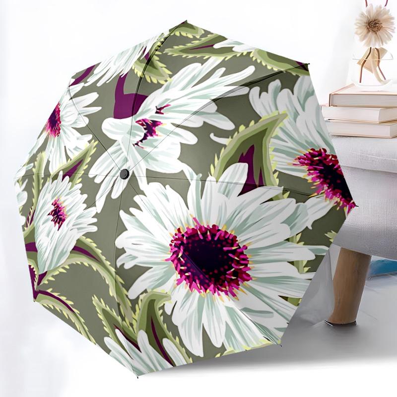 1pc Floral Pattern Automatic Opening/Closing Umbrella with Operation & Windproof Canopy - Folding Design, Holiday Gift Yy260225165