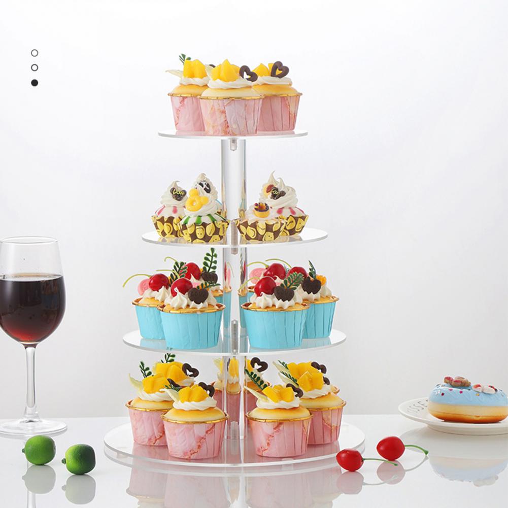 Space-saving 1 Set Helpful Clear Party Wedding Cupcake Tower Acrylic Cake Stand Round   Party Supplies