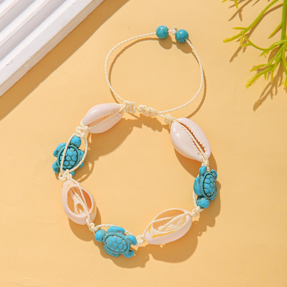 New jewelry, summer beach vacation wind bracelet, shell imitation pearl bracelet, gravel beaded bracelet.