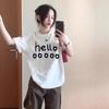 White Letter Cotton Short-sleeved T-shirt Women's New Summer Loose Oversize Half-sleeved Design Top