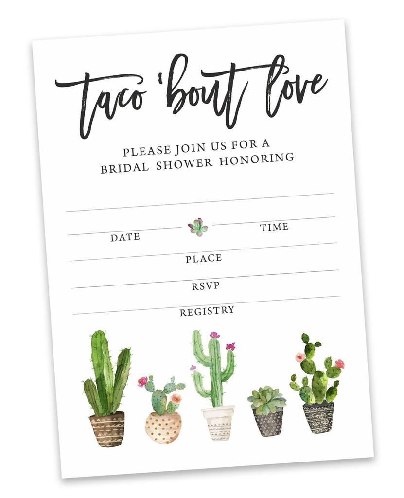 Inkdotpot 30 Bridal Shower InvitationsA  Cactus Taco'bout loveA  Wedding Fill-In Style Invites Blank