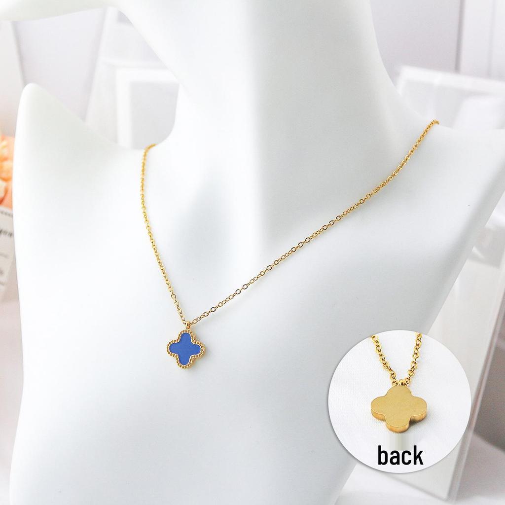 18K Goldbeschichtete Titan Vierblättrige Kleeblatt Halskette | Poliert, Nicht Verblassend, 13mm Anhänger