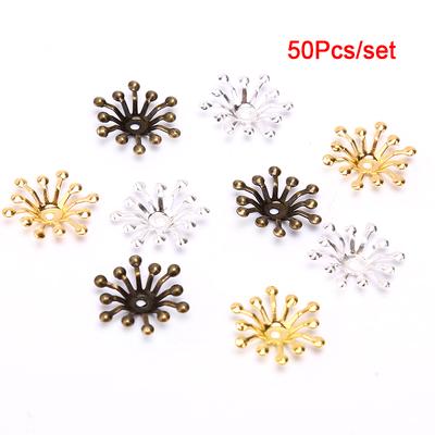 50Pcs Vintage Filigree Flower Wraps Connectors Metal Crafts Handmade Diy Jewelry