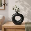 Artistic Hollow Rope Vase Minimalist Resin Flower Vase, Circle Art Modern Floral Dried Arrangement Holder for Home Living Room Bedroom Table Ornament