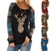Festive Womens Christmas Tops With Sparkling Sequin Reindeer Long Sleeve Design